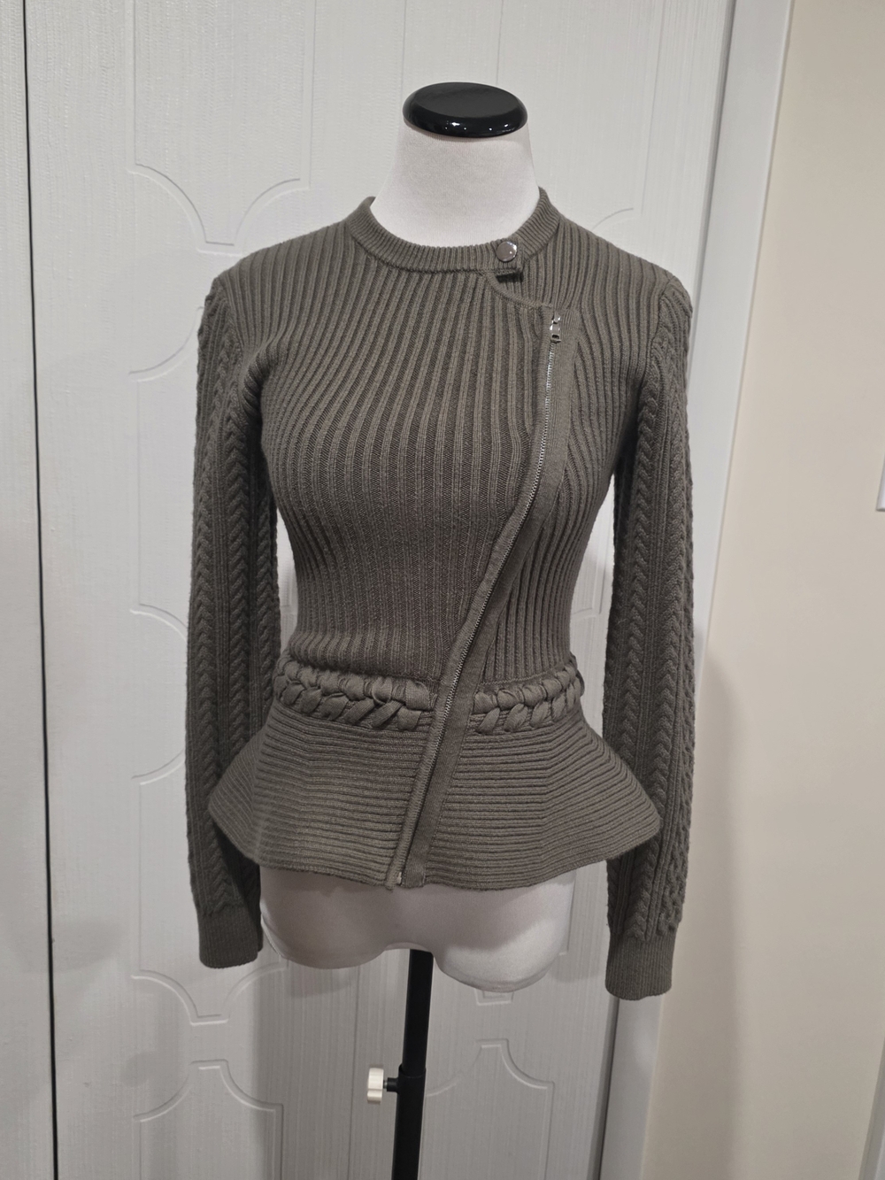 Simkhai Andi Mixed Knit Cotton Peplum Jacket XS $395 NWOT